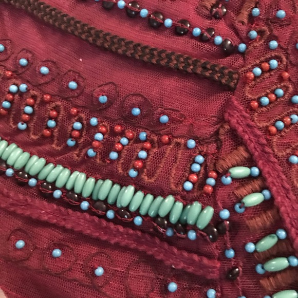 Free People Burgundy Beaded Tunic - Picture 6 of 7